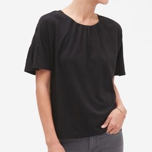 Banana Republic Flounce Embroidered Sleeve Top